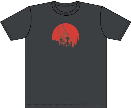 Boy-T-Shirt Kräne rot auf dunkelgrau